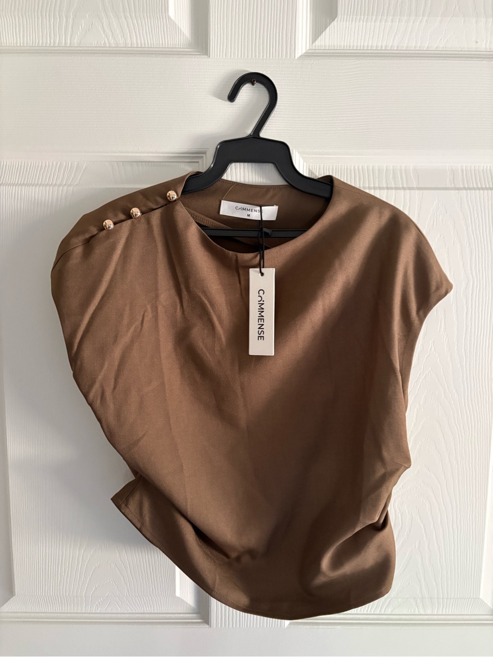 commense ruched brown top medium nwt